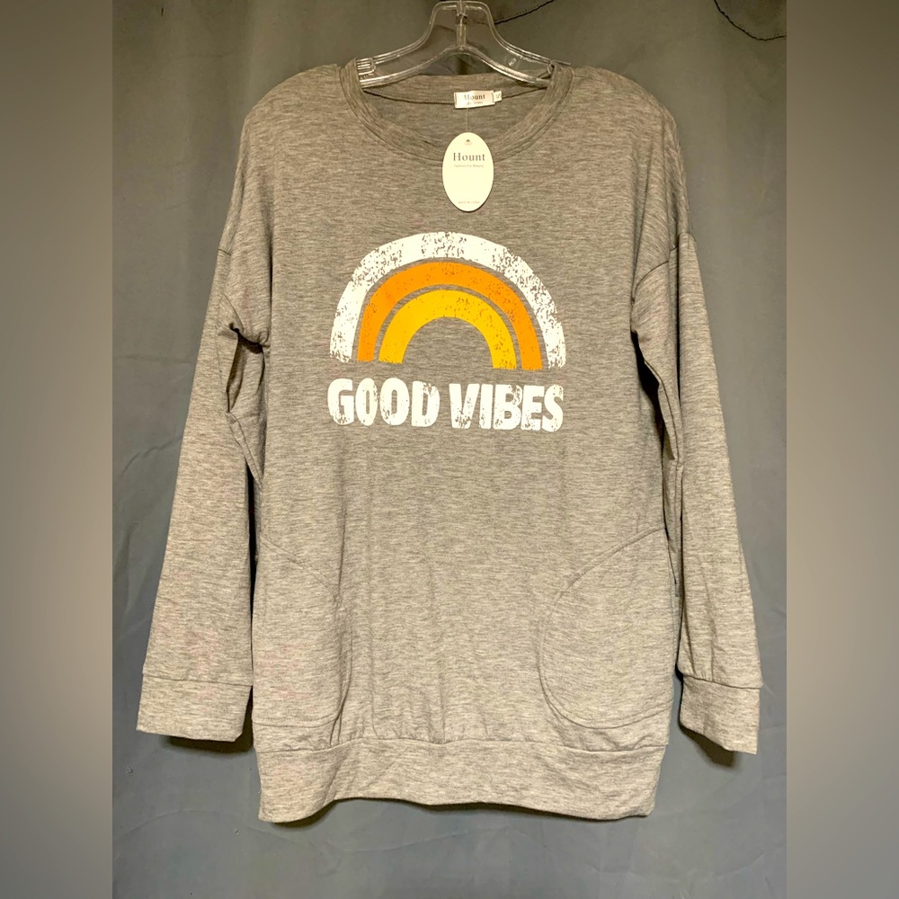 Good Vibes Rainbow Long Sleeve Lightweight Sweater